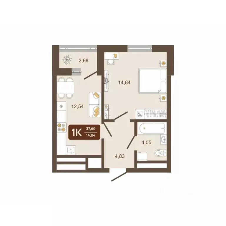 1-к кв. Кемеровская область, Новокузнецк Макеевская ул. (37.6 м) - Фото 0