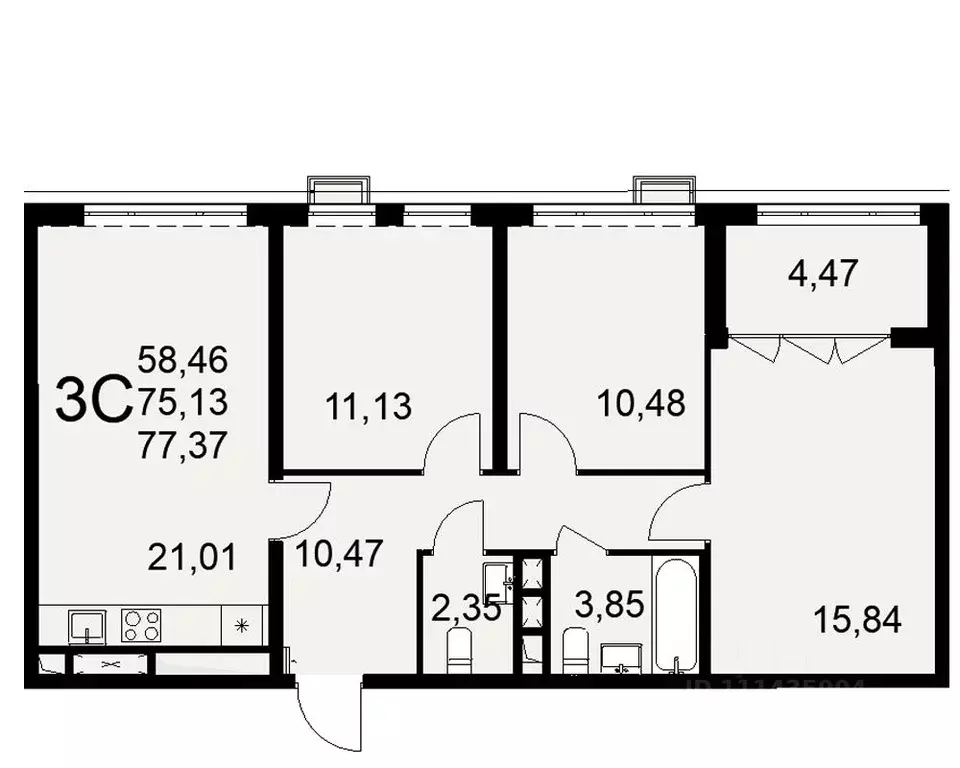 3-к кв. Тульская область, Тула ул. Федора Смирнова, 2 (77.37 м) - Фото 0