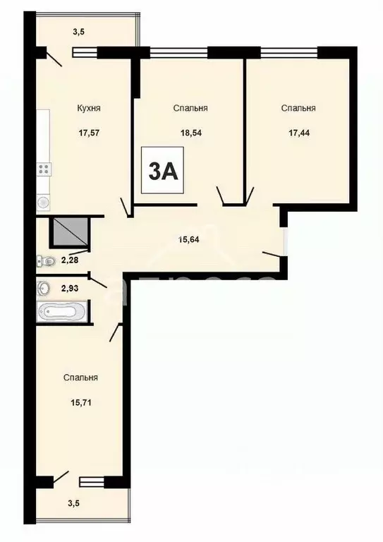 3-к кв. Самарская область, Самара Белорусская ул., 26 (92.2 м) - Фото 1