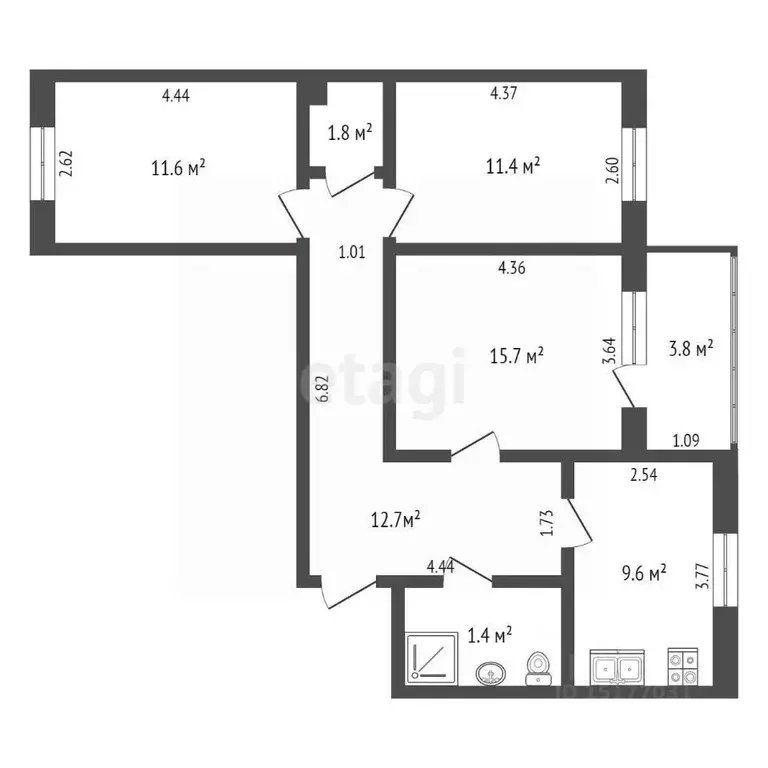 3-к кв. Ямало-Ненецкий АО, Новый Уренгой просп. Губкина, 21 (68.0 м) - Фото 2