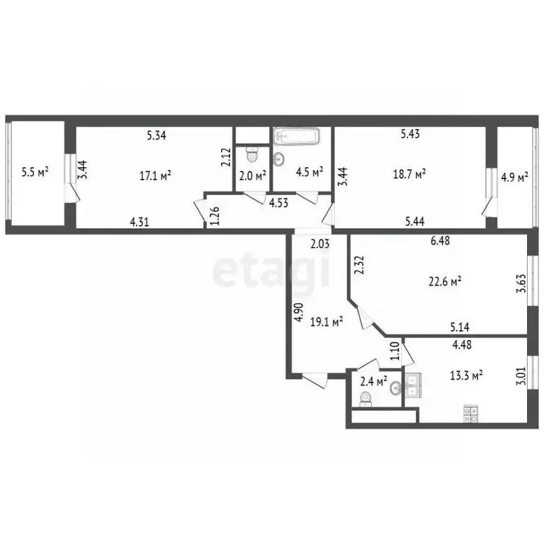 3-к кв. Санкт-Петербург Приморский просп., 137к1 (99.7 м) - Фото 2