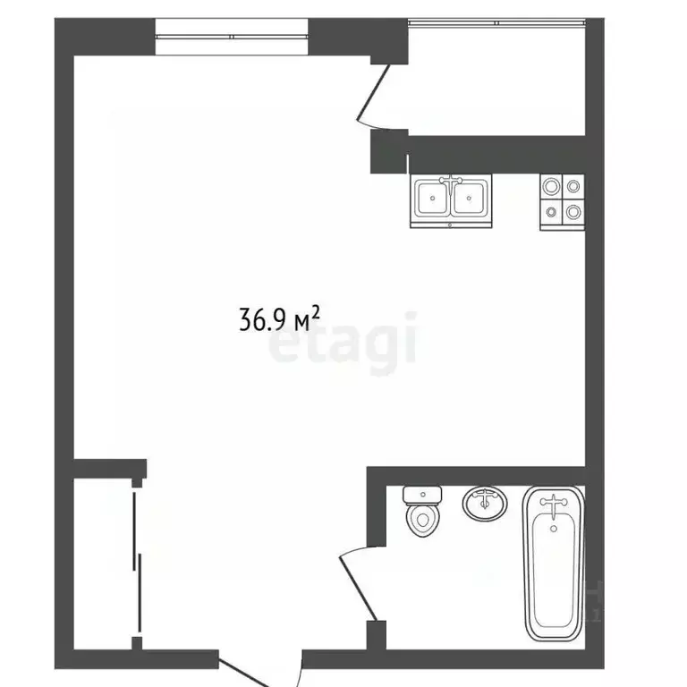 Студия Севастополь ул. Парковая, 7 (36.9 м) - Фото 2