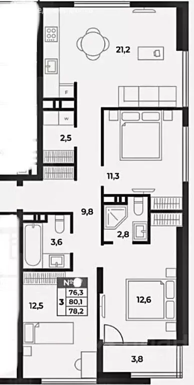 3-комнатная квартира: Симферополь, Караимская улица, 50 (76.7 м) - Фото 1