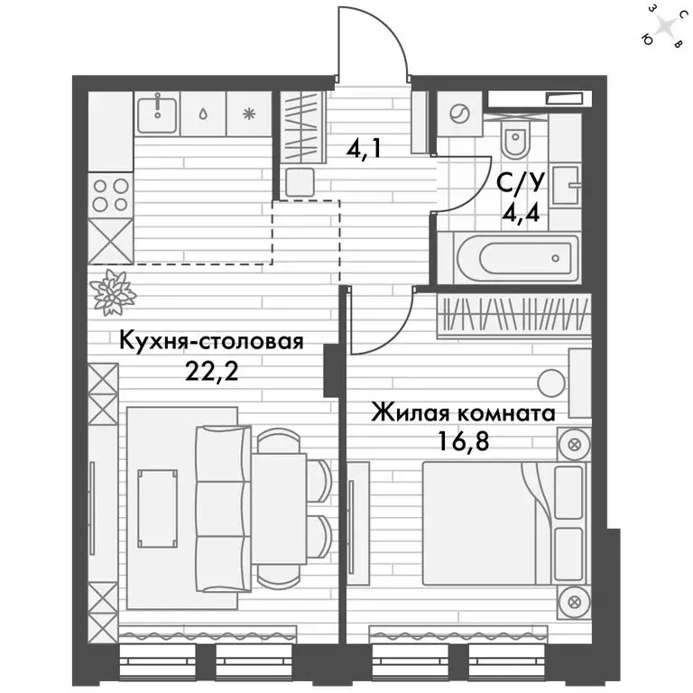 2-комнатная квартира: Владивосток, улица Крылова, 10/1 (47.5 м) - Фото 0