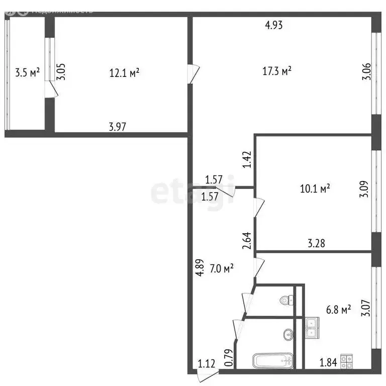 3-комнатная квартира: Санкт-Петербург, Софийская улица, 35к8 (59 м) - Фото 1