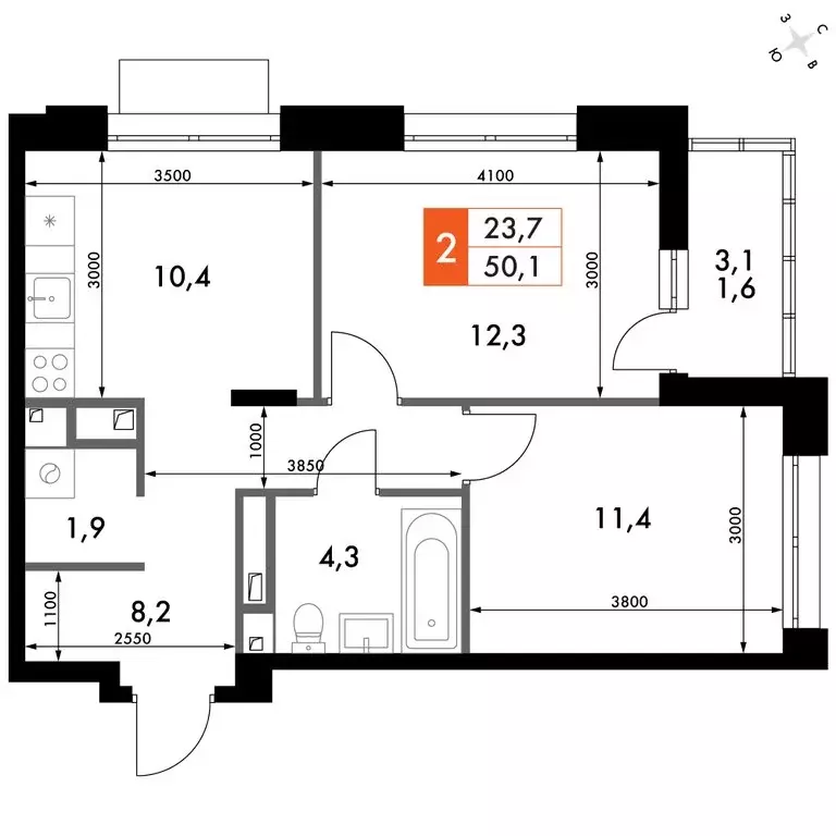 2-комнатная квартира: Зеленодольский район, Октябрьское сельское ... - Фото 2