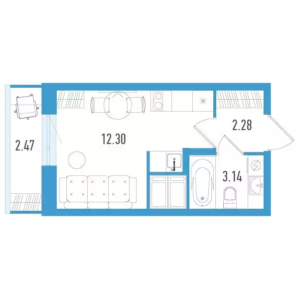 Студия Санкт-Петербург ул. Маршала Казакова, 64к1 (18.46 м) - Фото 0