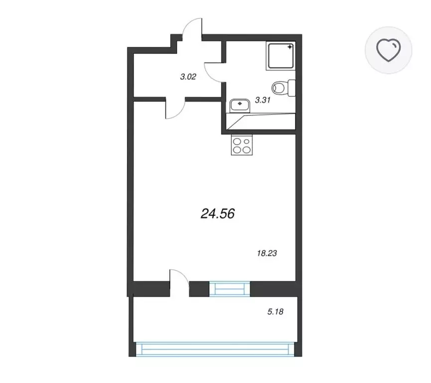 Квартира-студия: Санкт-Петербург, Парашютная улица, 71к2 (24 м) - Фото 1