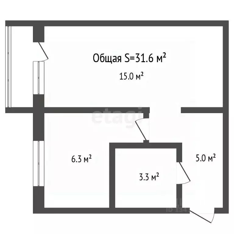 1-к кв. Брянская область, Брянск Ново-Советская ул., 83 (31.6 м) - Фото 1