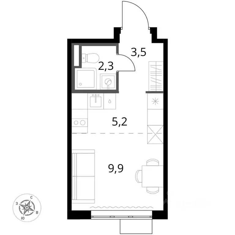 Студия Московская область, Ленинский городской округ, д. Сапроново 1-й ... - Фото 1