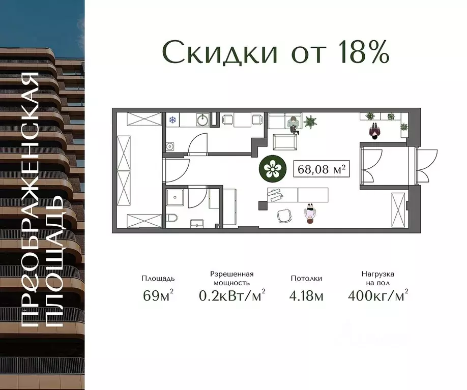 Помещение свободного назначения в Москва Жилой комплекс Преображенская ... - Фото 1
