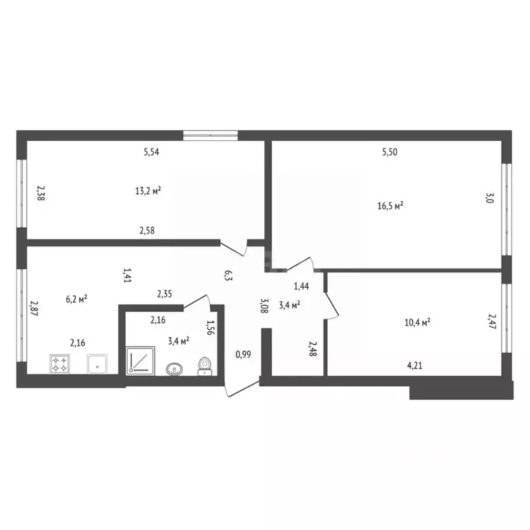 3-к кв. Башкортостан, Уфимский район, с. Булгаково ул. Кирова, 17 ... - Фото 1