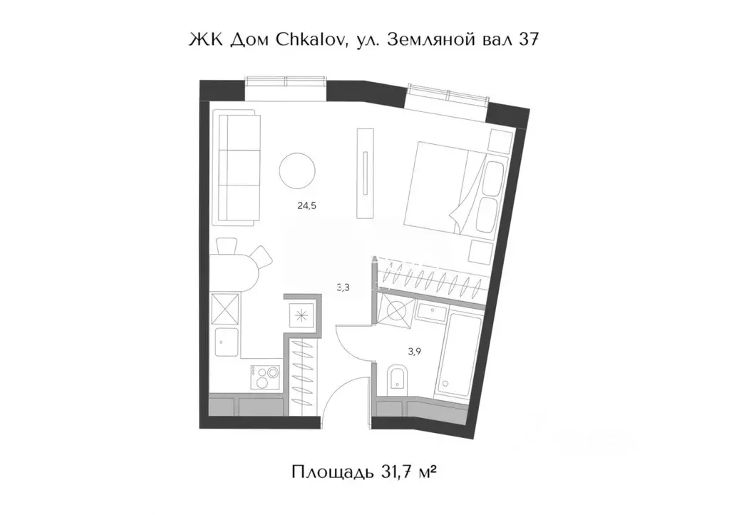 Свободной планировки кв. Москва пл. Курского Вокзала, 1 (31.7 м) - Фото 0