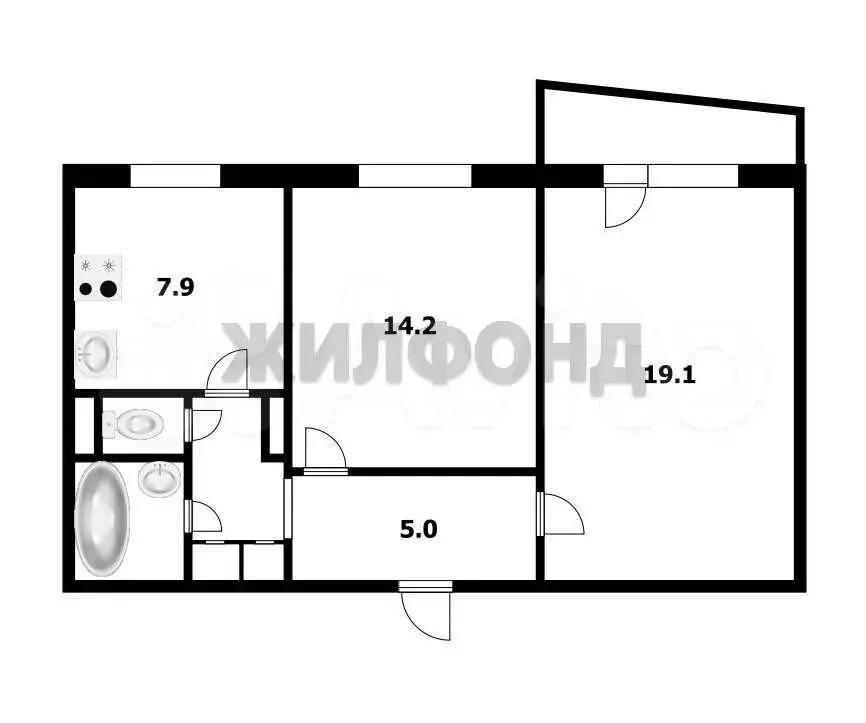 2-к. квартира, 52,7 м, 2/9 эт. - Фото 0