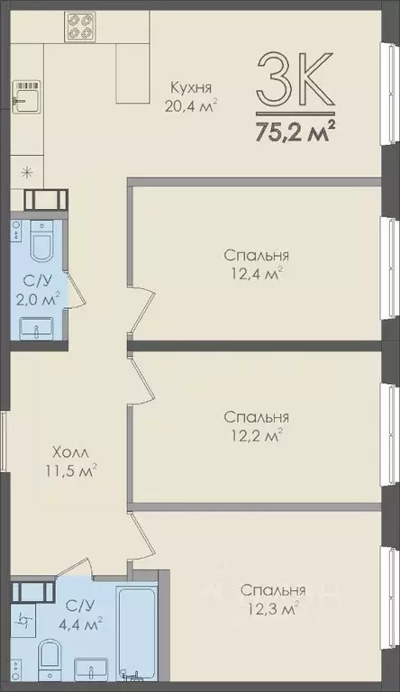 3-к кв. Новгородская область, Великий Новгород Нехинская ул., 20к1 ... - Фото 0