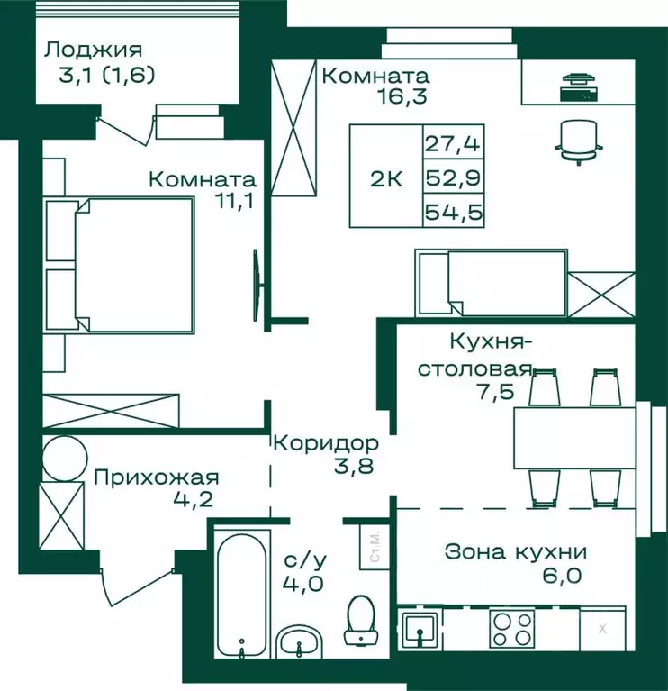 2-к кв. Алтай, Майминский район, с. Майма  (54.5 м) - Фото 1