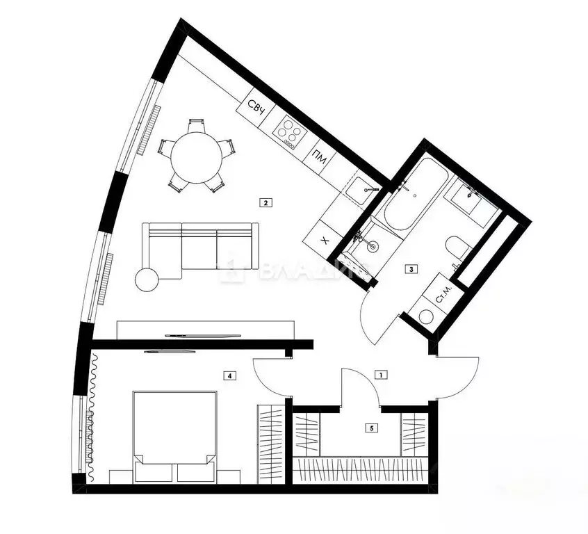 2-комнатная квартира: Москва, Михалковская улица, 54 (57.5 м) - Фото 1