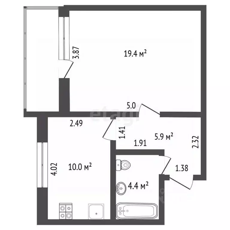 1-к кв. Ямало-Ненецкий АО, Новый Уренгой Тундровая ул., 4 (34.9 м) - Фото 2