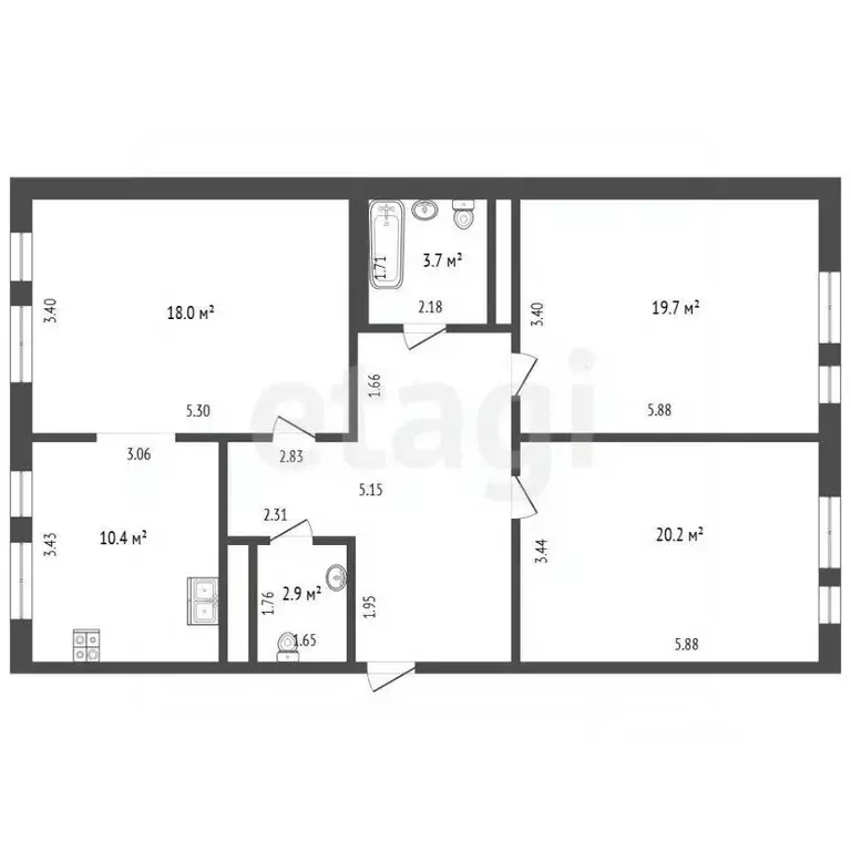 3-к кв. Московская область, Люберцы ул. Юности, 5 (93.1 м) - Фото 1