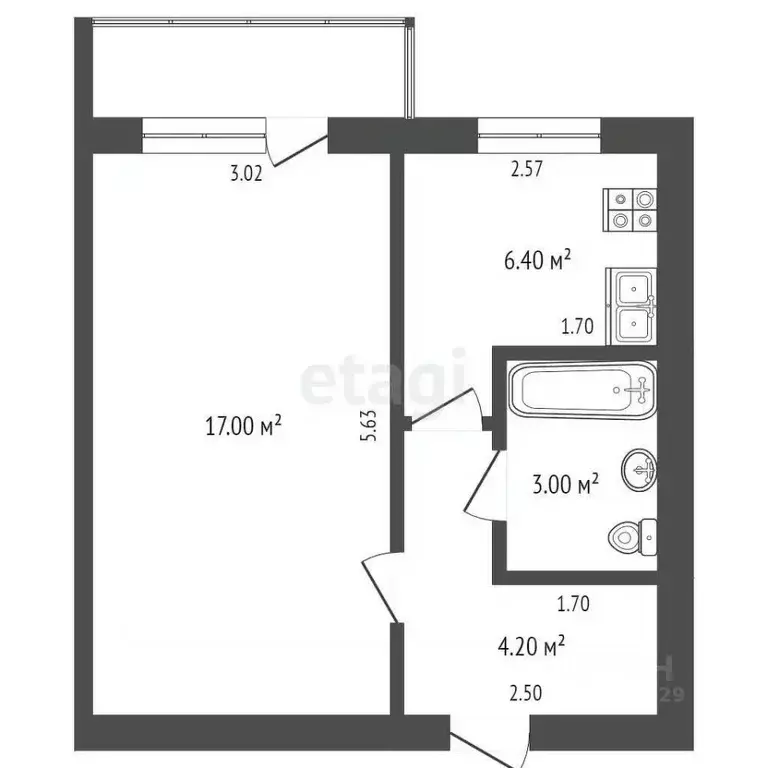 1-к кв. Ростовская область, Таганрог ул. Дзержинского, 192 (30.6 м) - Фото 1