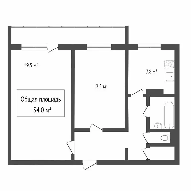 2-комнатная квартира: Томск, улица Лебедева, 41 (53.4 м) - Фото 0