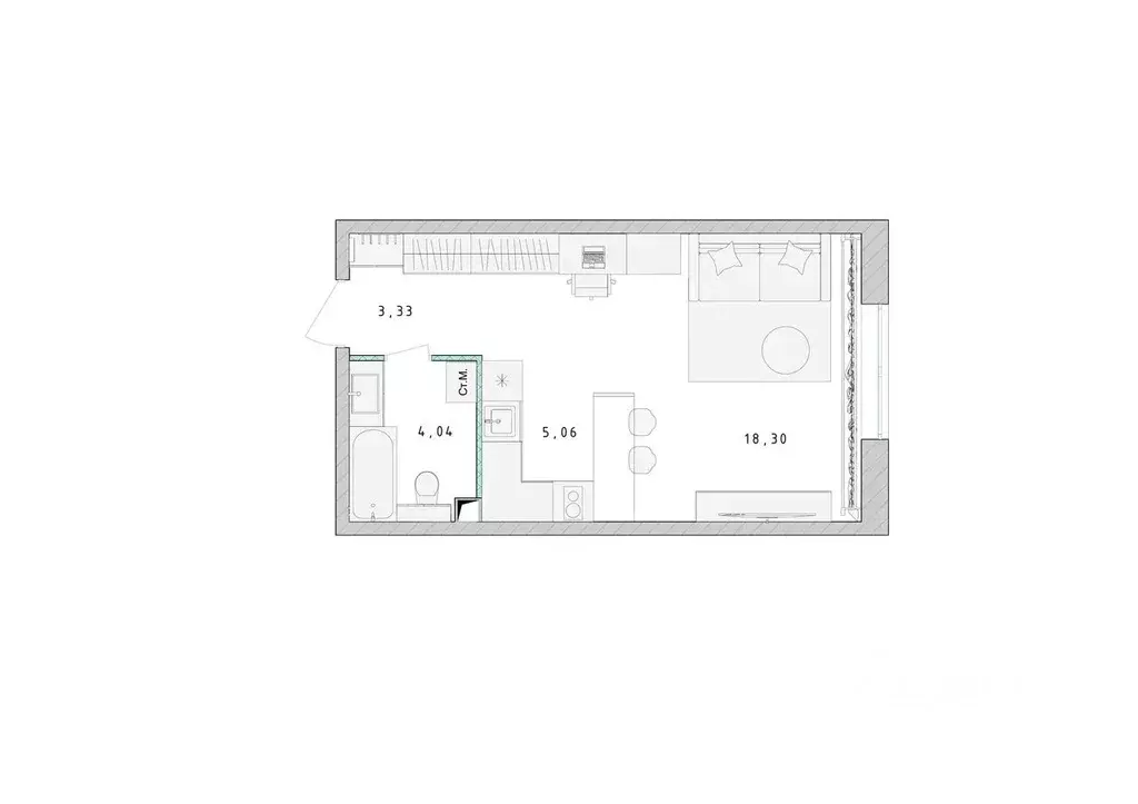 Студия Московская область, Пушкино Ярославское ш., 194 (30.7 м) - Фото 1