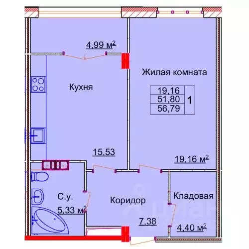 1-к кв. Ивановская область, Иваново Лежневская ул., 98 (56.79 м) - Фото 0