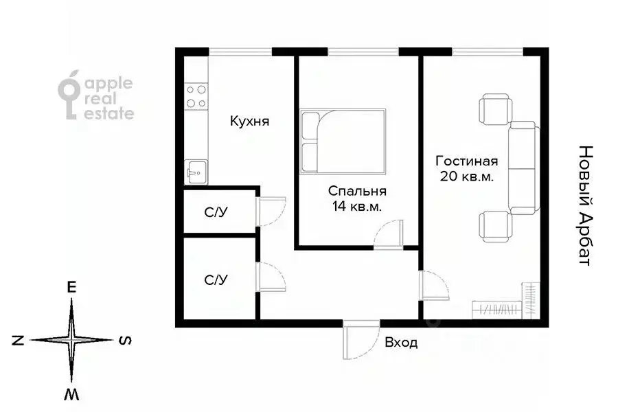 2-к кв. Москва ул. Новый Арбат, 10 (54.0 м) - Фото 1