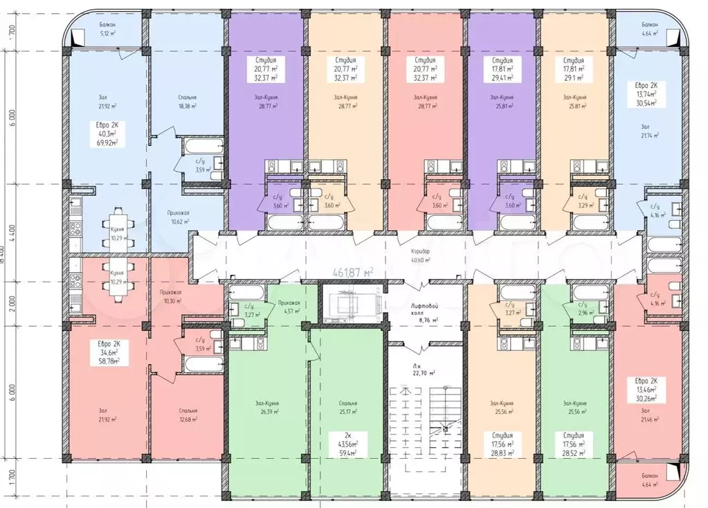 Апартаменты-студия, 29 м, 3/8 эт. - Фото 1