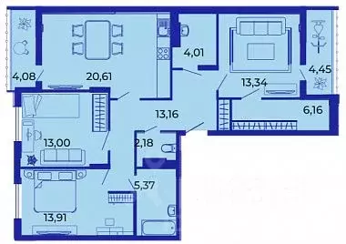 3-к кв. Брянская область, Брянск ул. Имени О.С. Визнюка, 18 (99.8 м) - Фото 1