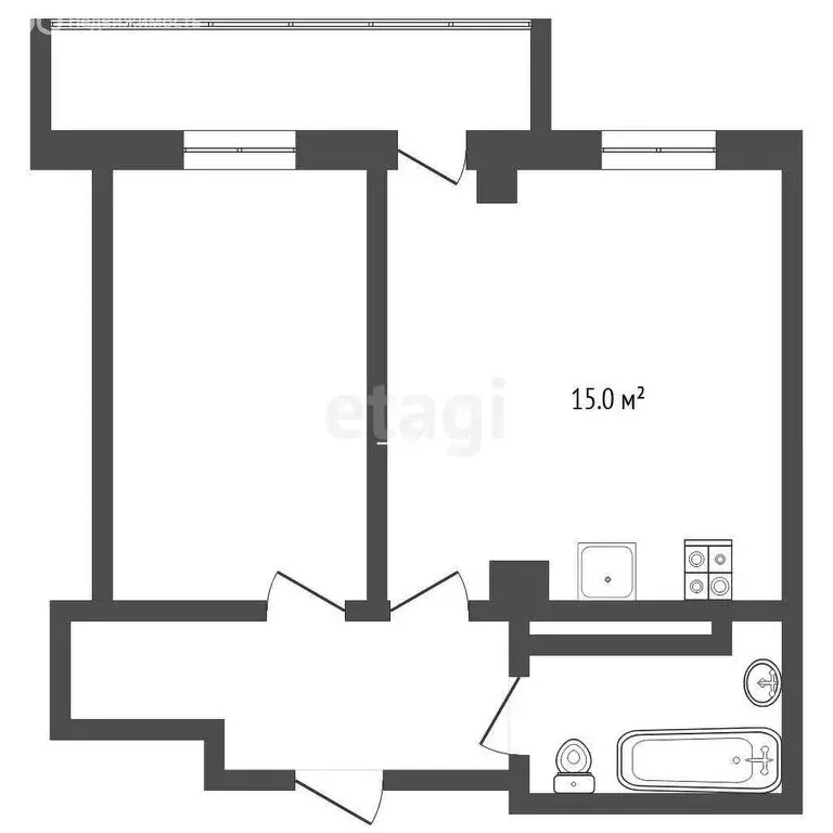 1-комнатная квартира: Тюмень, улица Николая Никитина, 8 (39.5 м) - Фото 1