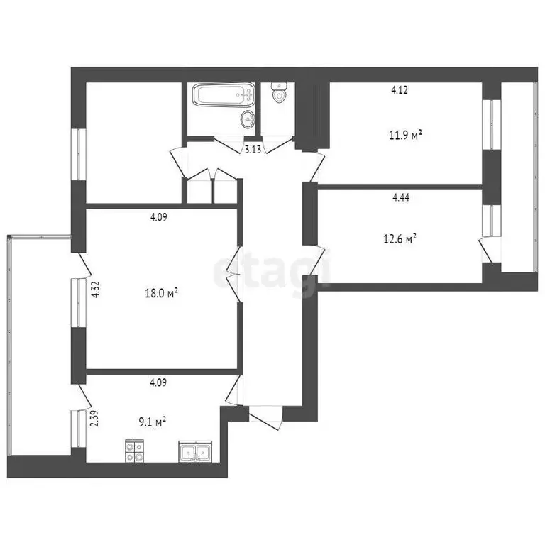 4-комнатная квартира: Евпатория, Луговая улица, 15 (76.6 м) - Фото 1