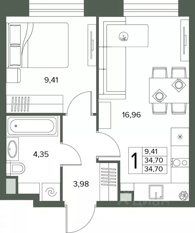 2-к кв. Московская область, Серпухов  (34.7 м) - Фото 1