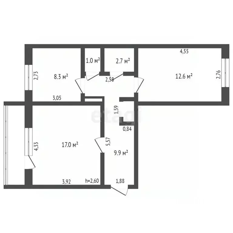 2-к кв. Кемеровская область, Березовский ул. Карбышева, 20 (53.8 м) - Фото 2