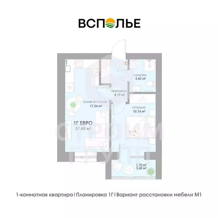 1-к кв. Владимирская область, Суздаль  (37.69 м) - Фото 1