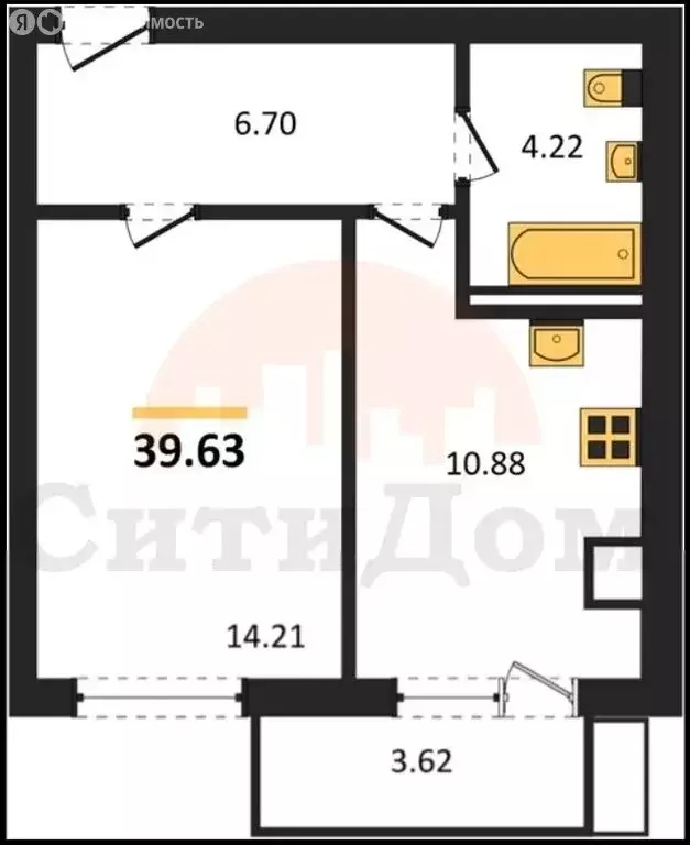 1-комнатная квартира: Гвардейское, Курганная улица, 31к3 (39.6 м) - Фото 1