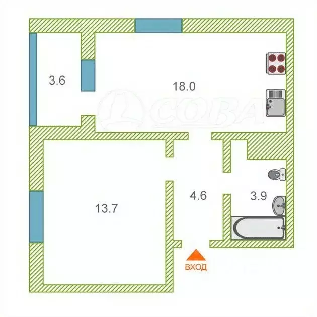 1-к кв. Тюменская область, Тюмень ул. Тальниковая, 5 (39.8 м) - Фото 1