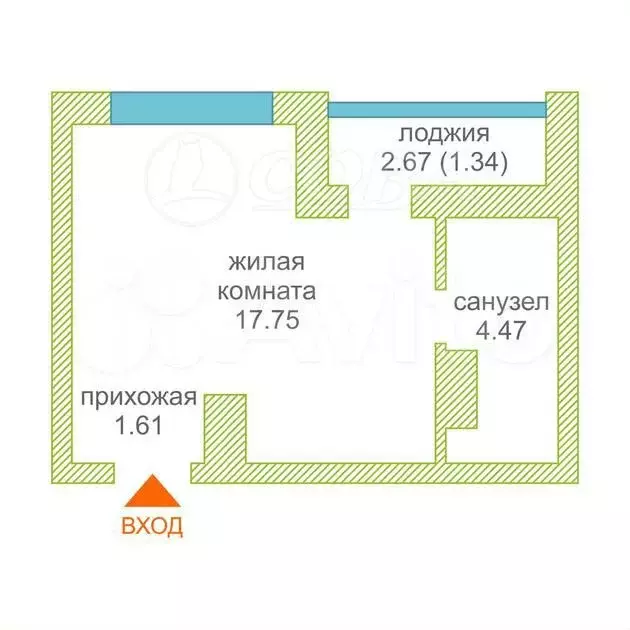 Квартира-студия, 24,3 м, 12/17 эт. - Фото 0