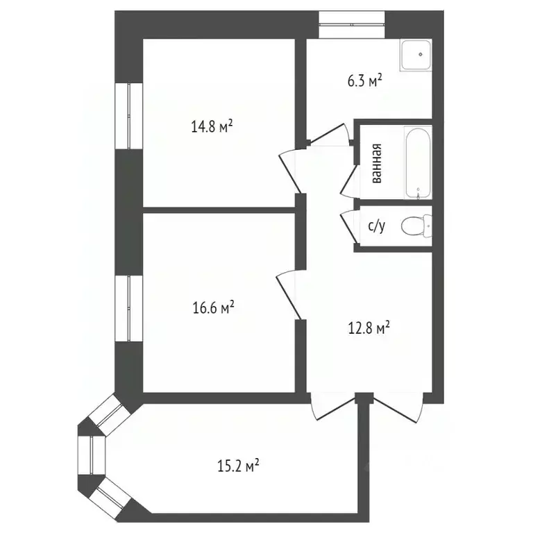 3-к кв. Красноярский край, Красноярск ул. Баумана, 30 (64.0 м) - Фото 2