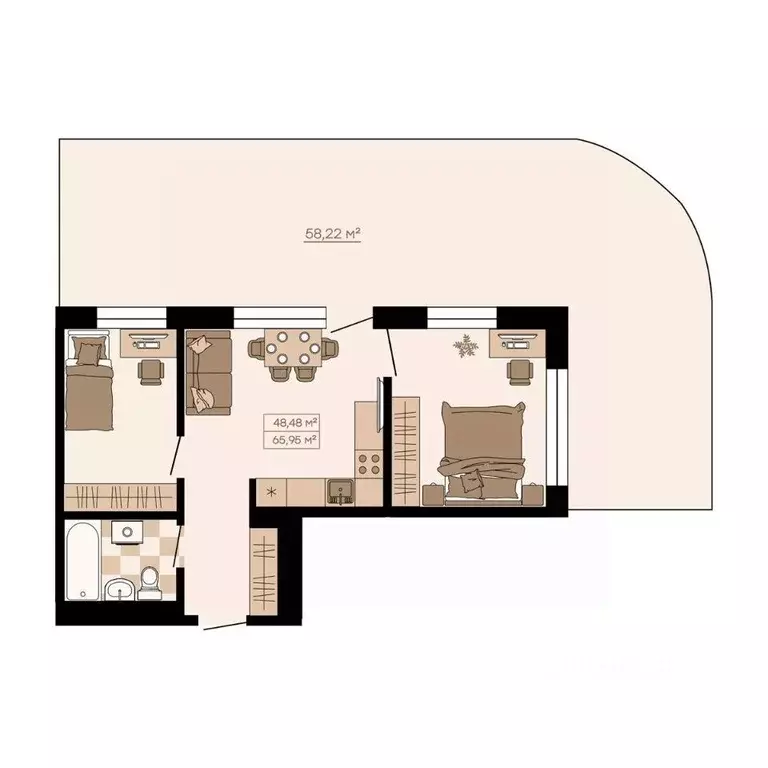 3-к кв. Приморский край, Владивосток ул. Грязелечебница (65.95 м) - Фото 0