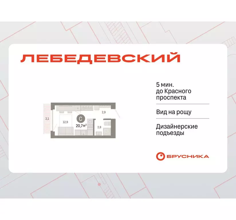 Квартира-студия: Новосибирск, квартал Лебедевский, 1/3 (20.7 м) - Фото 1