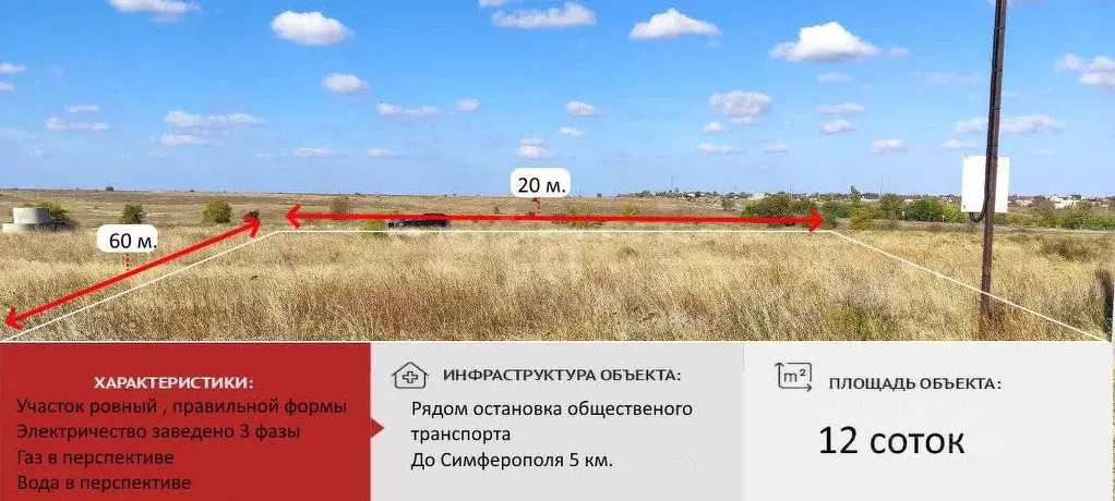 Участок в Севастополь с. Новобобровка, Новозбурьевка 1 тер.,  (12.0 ... - Фото 1