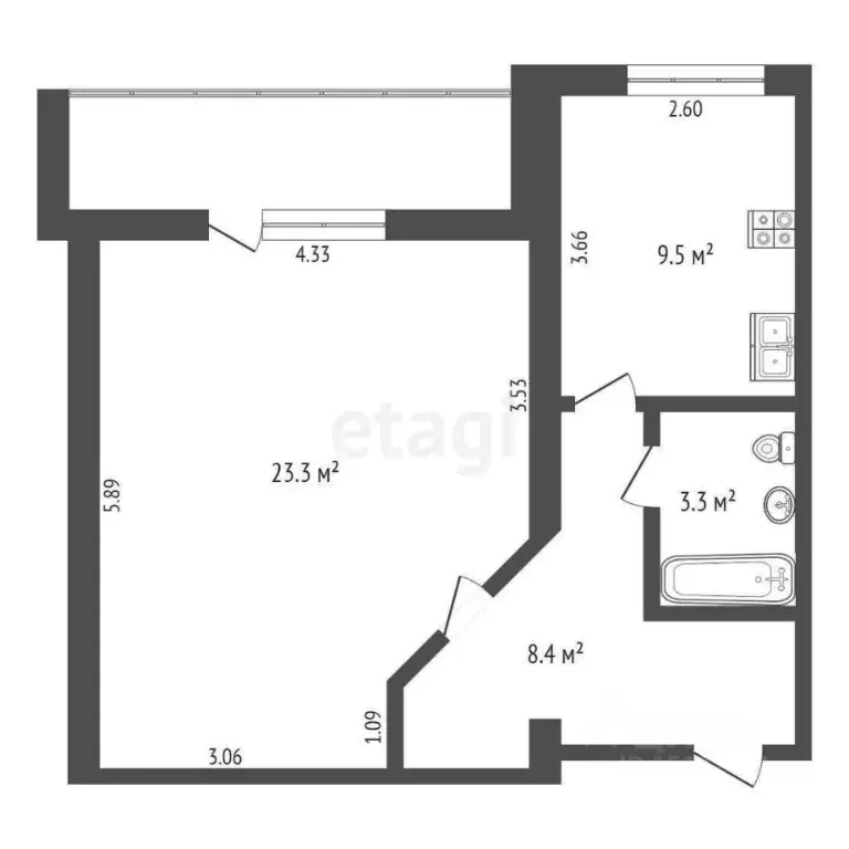 1-к кв. Ямало-Ненецкий АО, Новый Уренгой Юбилейный мкр, 4/2А (46.6 м) - Фото 2