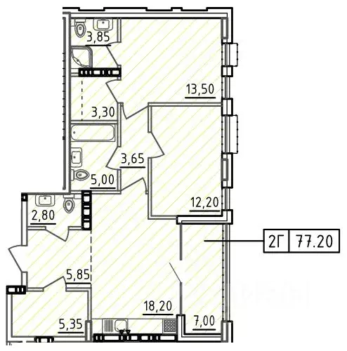 2-к кв. Ростовская область, Ростов-на-Дону ул. Седова, 19 (77.2 м) - Фото 0