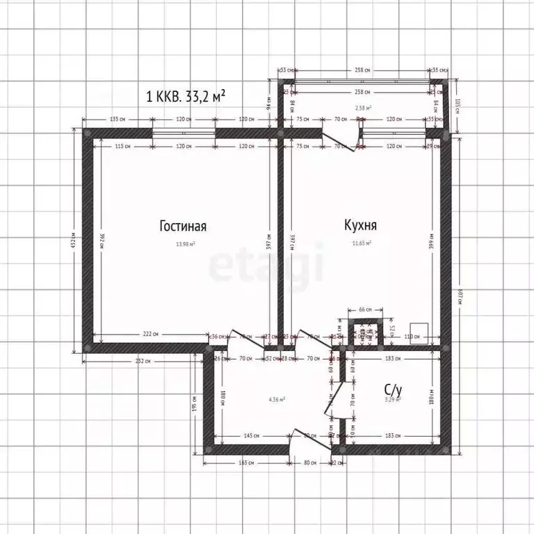 1-к кв. Краснодарский край, Горячий Ключ ул. Кириченко, 7/1 (31.2 м) - Фото 1