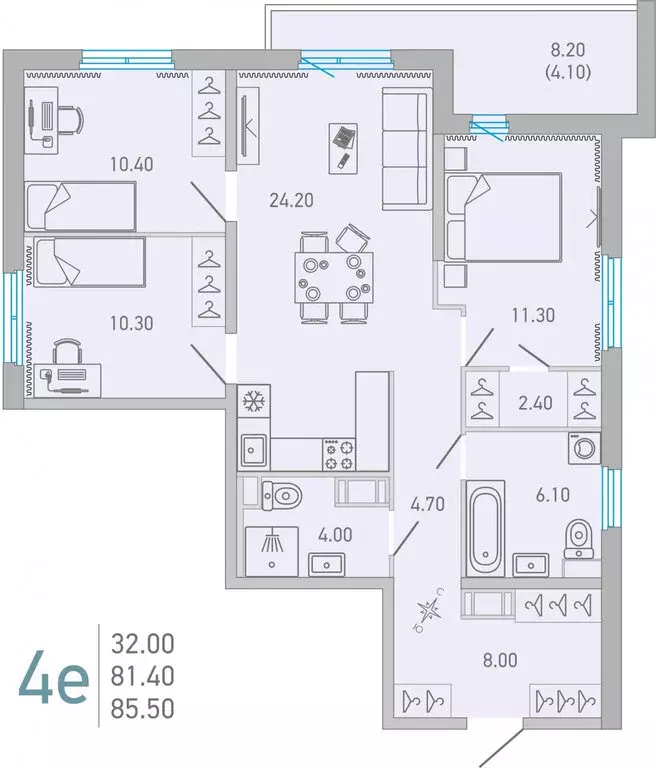 3-комнатная квартира: Сертолово, улица Ларина, 9 (85.5 м) - Фото 0