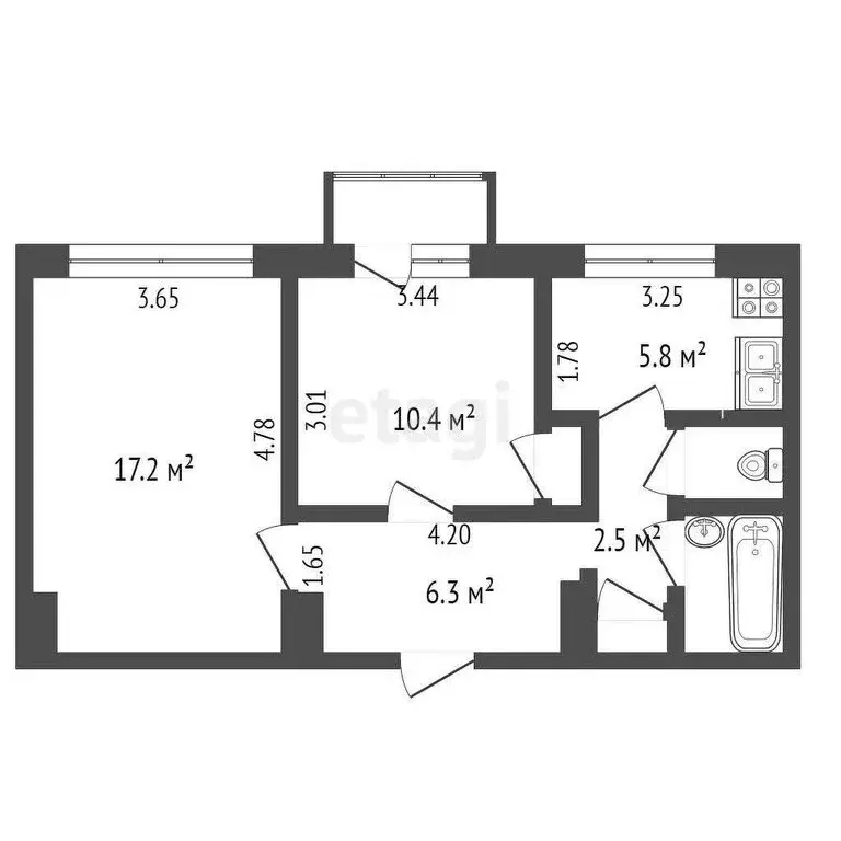 2-комнатная квартира: Балашиха, шоссе Энтузиастов, 7А (47.6 м) - Фото 0