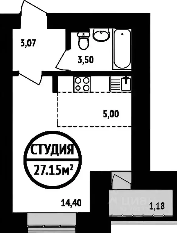 1-к кв. Башкортостан, Уфа ул. Асхата Мирзагитова (28.0 м) - Фото 1