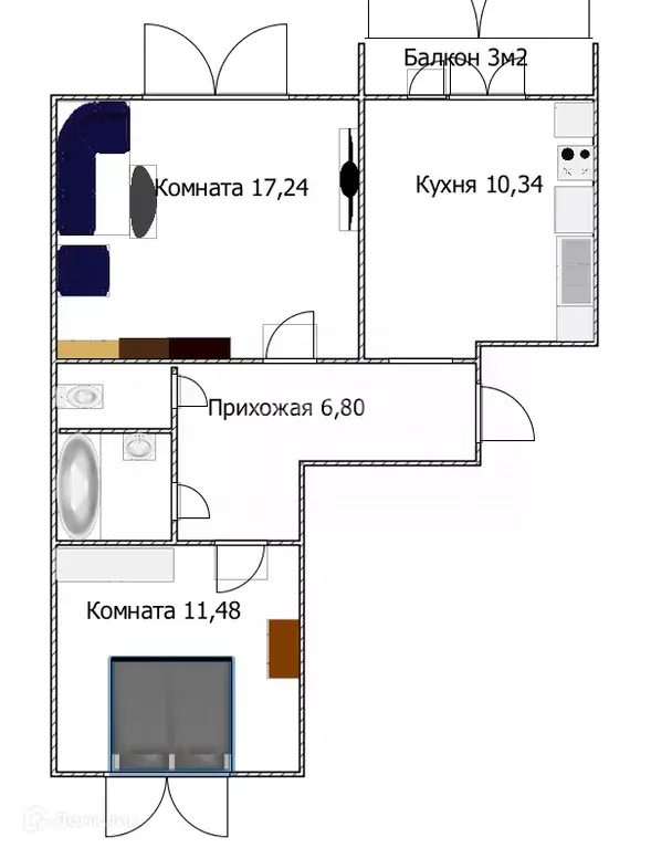 Продаётся 2-к квартира, 51.5 м - Фото 1