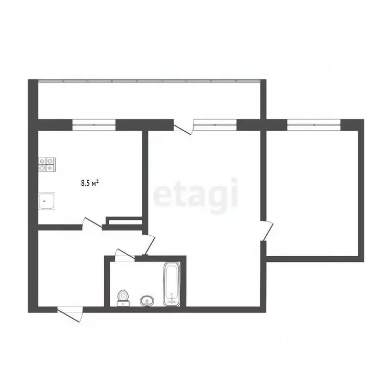 2-к кв. Тюменская область, Тюмень ул. Новоселов, 12к3 (48.6 м) - Фото 2